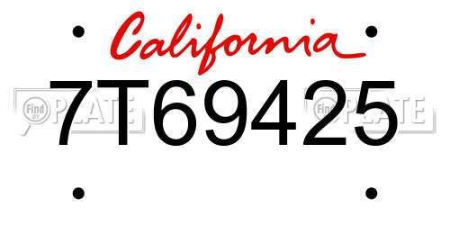 7T69425 California License Plate