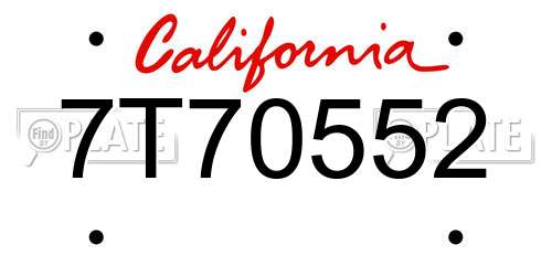 7T70552 California License Plate