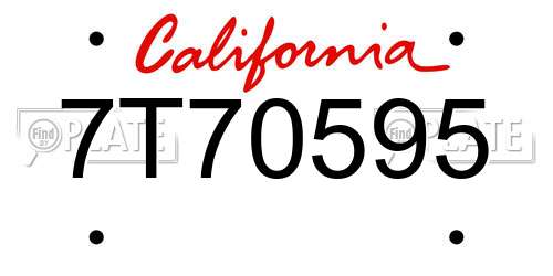 7T70595 California License Plate