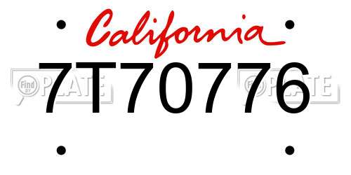 7T70776 California License Plate