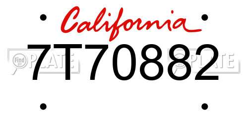 7T70882 California License Plate