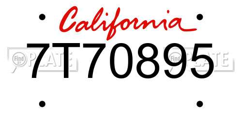 7T70895 California License Plate