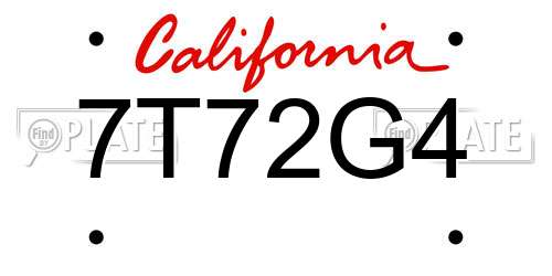7T72G4 California License Plate