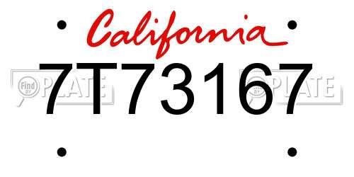 7T73167 California License Plate