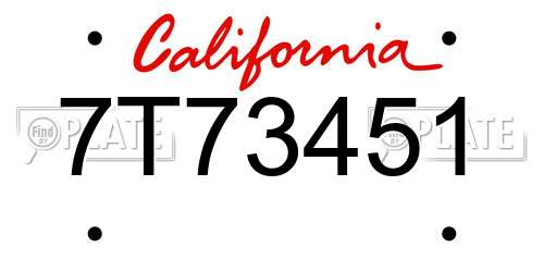 7T73451 California License Plate