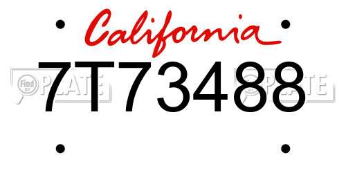 7T73488 California License Plate