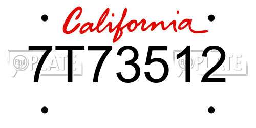 7T73512 California License Plate