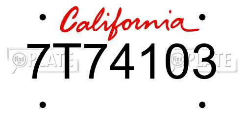 7T74103 California License Plate
