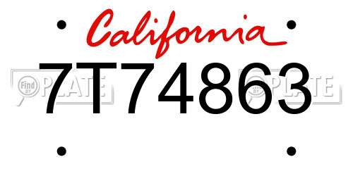 7T74863 California License Plate