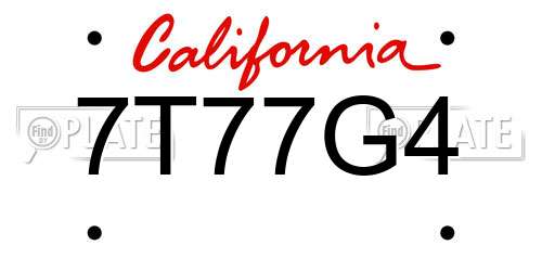 7T77G4 California License Plate