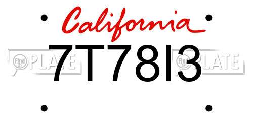 7T78I3 California License Plate