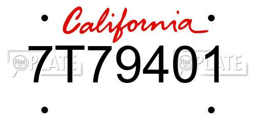 7T79401 California License Plate
