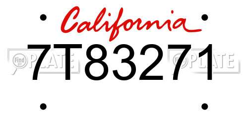 7T83271 California License Plate