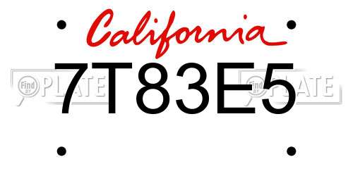 7T83E5 California License Plate