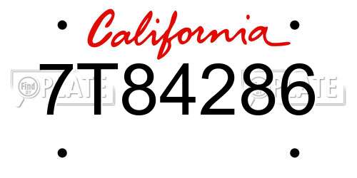 7T84286 California License Plate