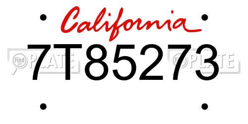 7T85273 California License Plate