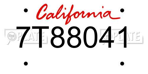 7T88041 California License Plate