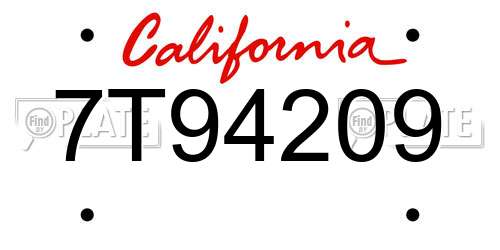 7T94209 California License Plate