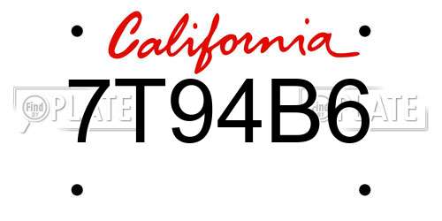7T94B6 California License Plate