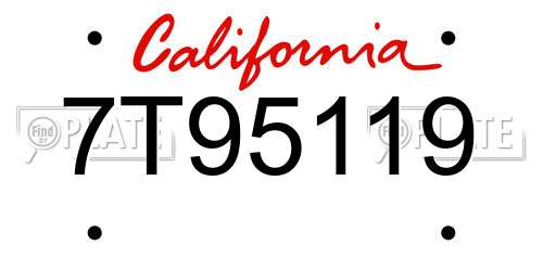 7T95119 California License Plate