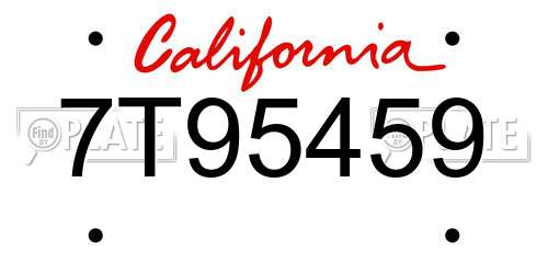 7T95459 California License Plate