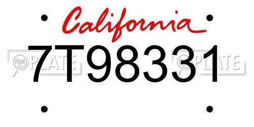 7T98331 California License Plate