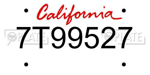 7T99527 California License Plate