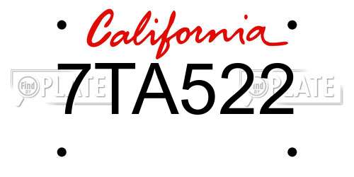 7TA522 California License Plate
