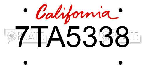 7TA5338 California License Plate