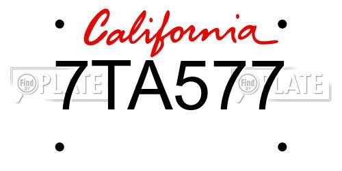 7TA577 California License Plate