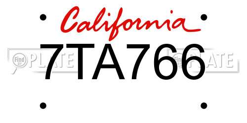 7TA766 California License Plate