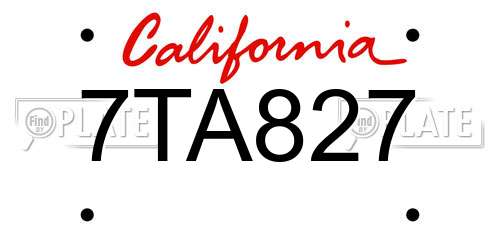 7TA827 California License Plate