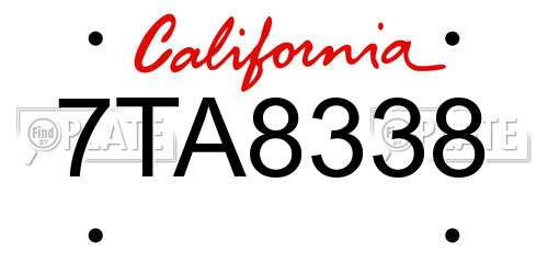 7TA8338 California License Plate