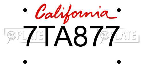 7TA877 California License Plate
