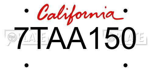 7TAA150 California License Plate