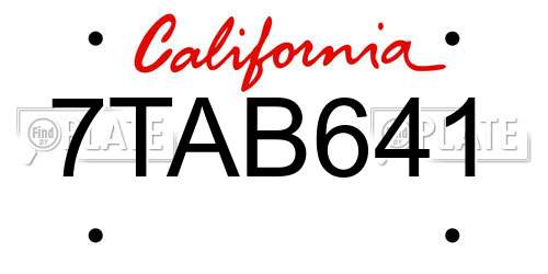 7TAB641 California License Plate