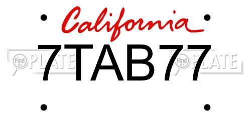 7TAB77 California License Plate