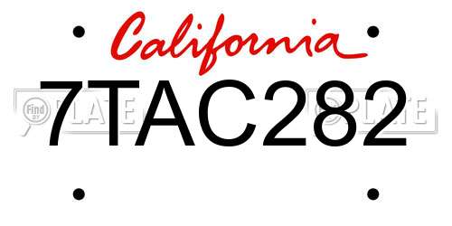 7TAC282 California License Plate