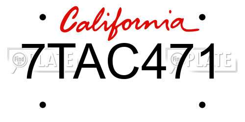 7TAC471 California License Plate