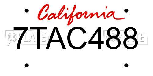7TAC488 California License Plate