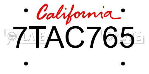 7TAC765 California License Plate