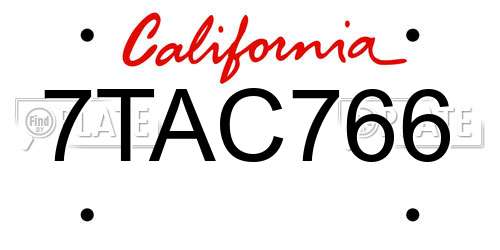 7TAC766 California License Plate