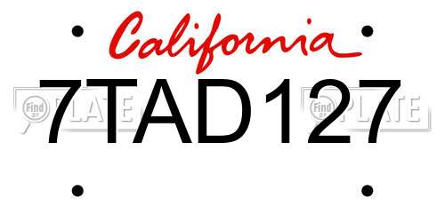 7TAD127 California License Plate