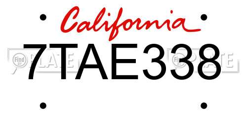 7TAE338 California License Plate