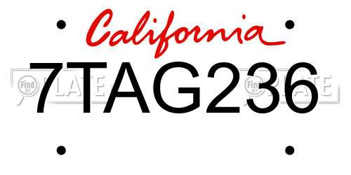 7TAG236 California License Plate