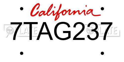 7TAG237 California License Plate