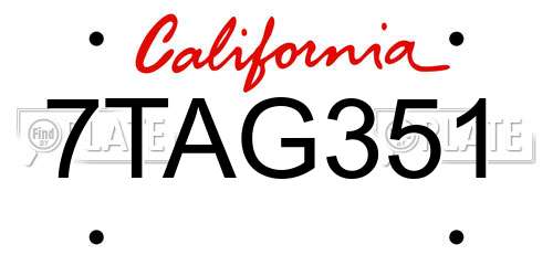 7TAG351 California License Plate