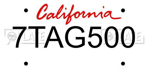 7TAG500 California License Plate