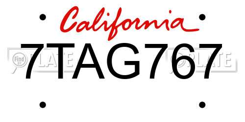 7TAG767 California License Plate