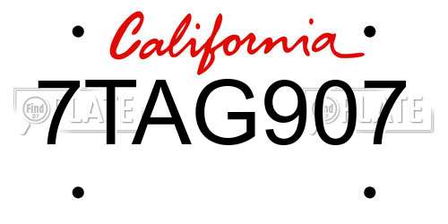 7TAG907 California License Plate